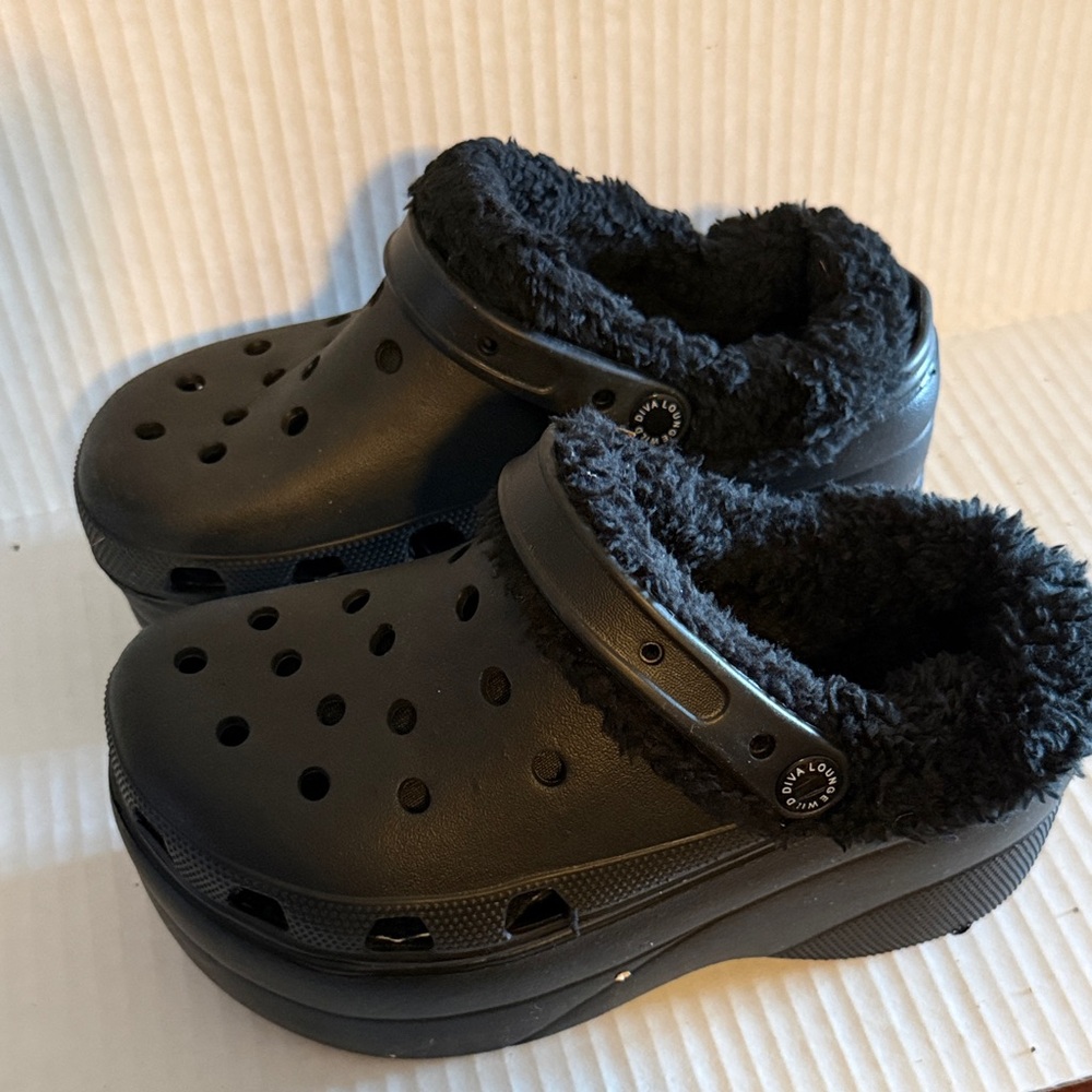 Black Fuzzy Lined Clogs